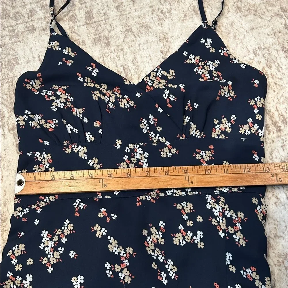 Abercrombie and Fitch Floral Navy Dress with high slit and smocked back small